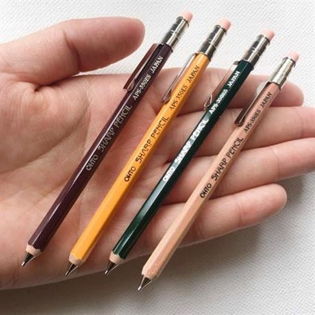 Ohto-Ohto Wood Sharp Mini Mekanik Kurşun Kalem 0.5mm Bordo Aps 350 Es-Mekanik Uçlu Kalem-5-fleurdirect.live