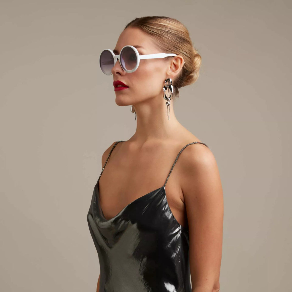 Okkia-Okkia Monica Unisex Büyük Yuvarlak Güneş Gözlüğü Beyaz-Güneş Gözlüğü-4-fleurdirect.live