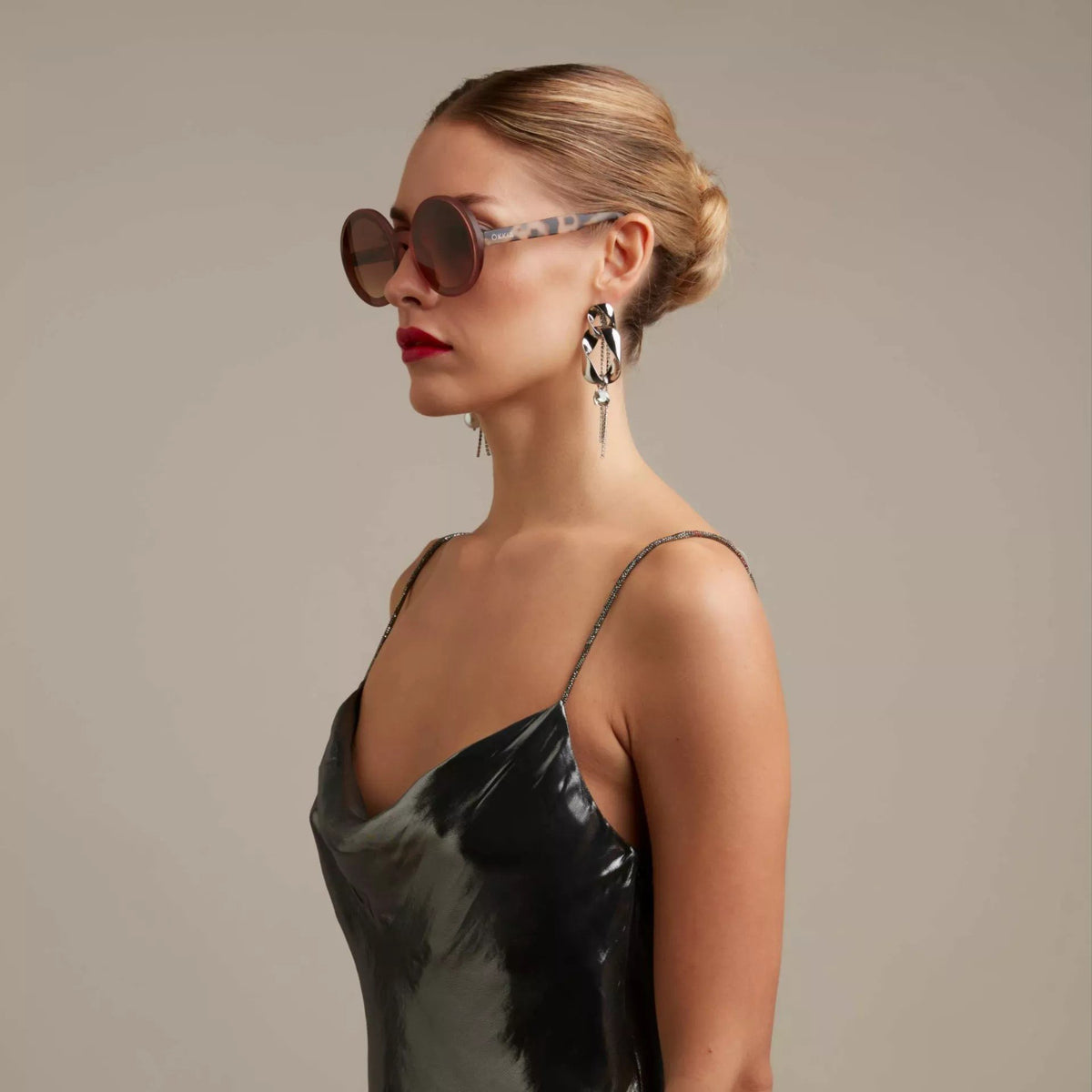 Okkia-Okkia Monica Unisex Büyük Yuvarlak Güneş Gözlüğü Havana Pembesi-Güneş Gözlüğü-3-fleurdirect.live