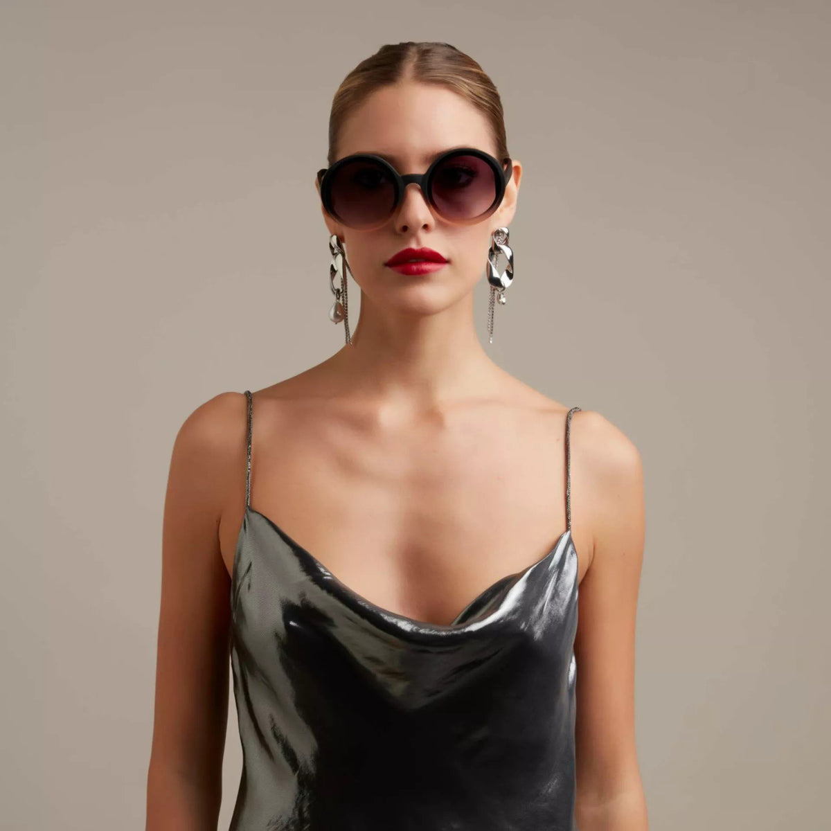 Okkia-Okkia Monica Unisex Büyük Yuvarlak Güneş Gözlüğü Siyah Rose-Güneş Gözlüğü-2-fleurdirect.live
