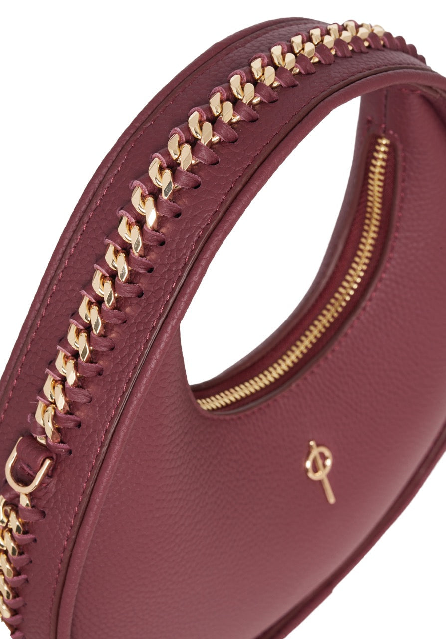 Otrera-Round Chain Bag Burgundy-Omuz Çantası-3-fleurdirect.live