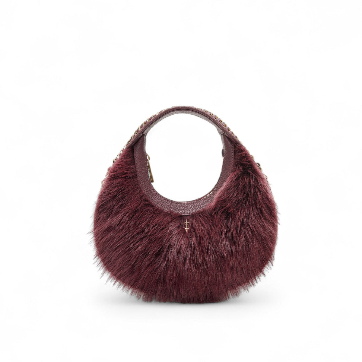 Otrera-Round Fluffy Burgundy-El Çantası-1-fleurdirect.live