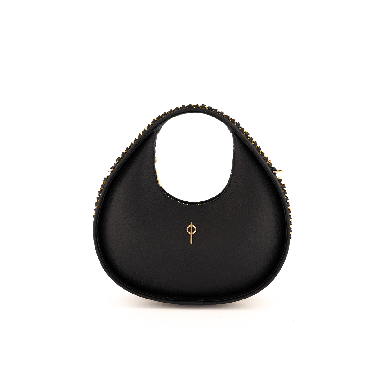Otrera-SORUNLU - Round Chain Bag Black-Omuz Çantası-1-fleurdirect.live