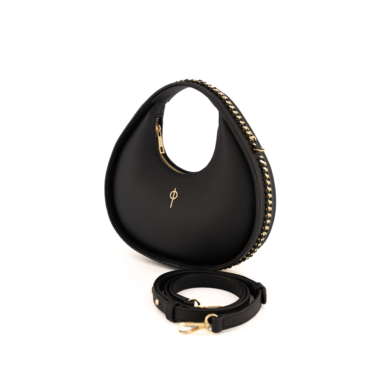 Otrera-SORUNLU - Round Chain Bag Black-Omuz Çantası-3-fleurdirect.live