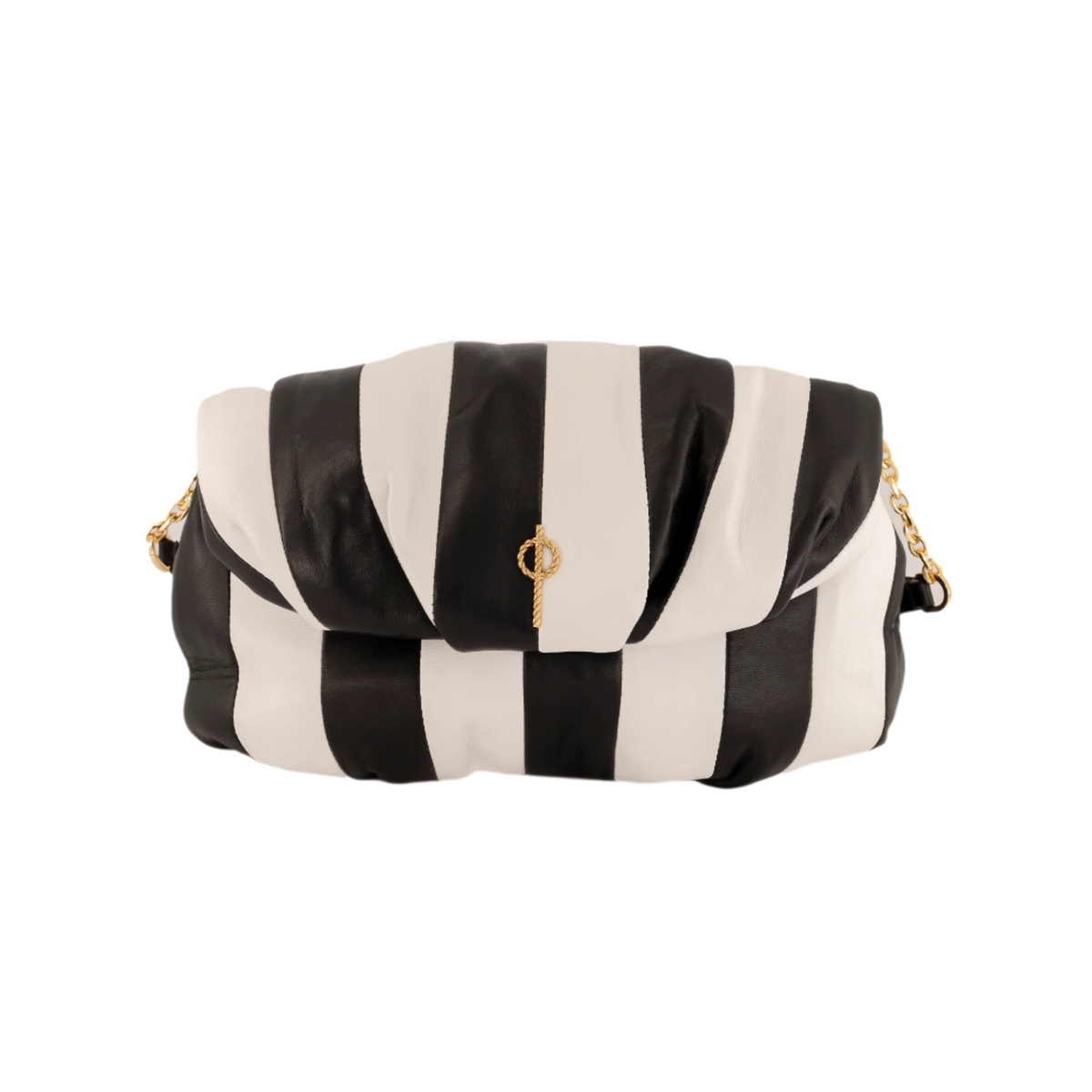 Otrera-Strıped Leda Black-Clutch-1-fleurdirect.live