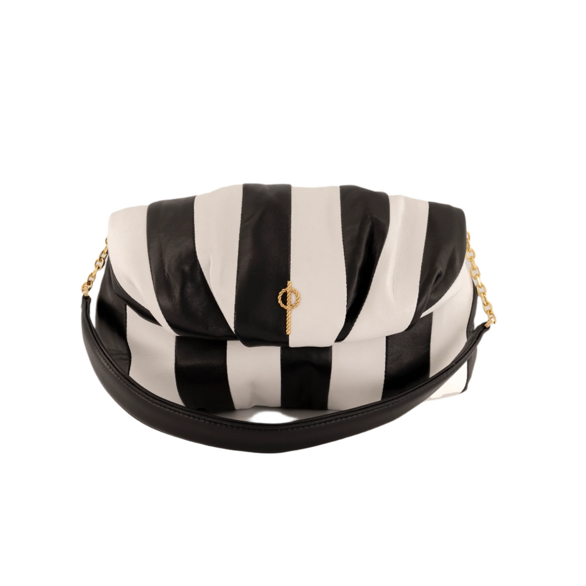 Otrera-Strıped Leda Black-Clutch-3-fleurdirect.live