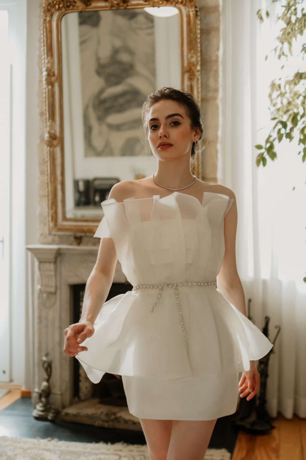 Pelia-Emilia Beyaz Mini Elbise-Elbise-2-fleurdirect.live