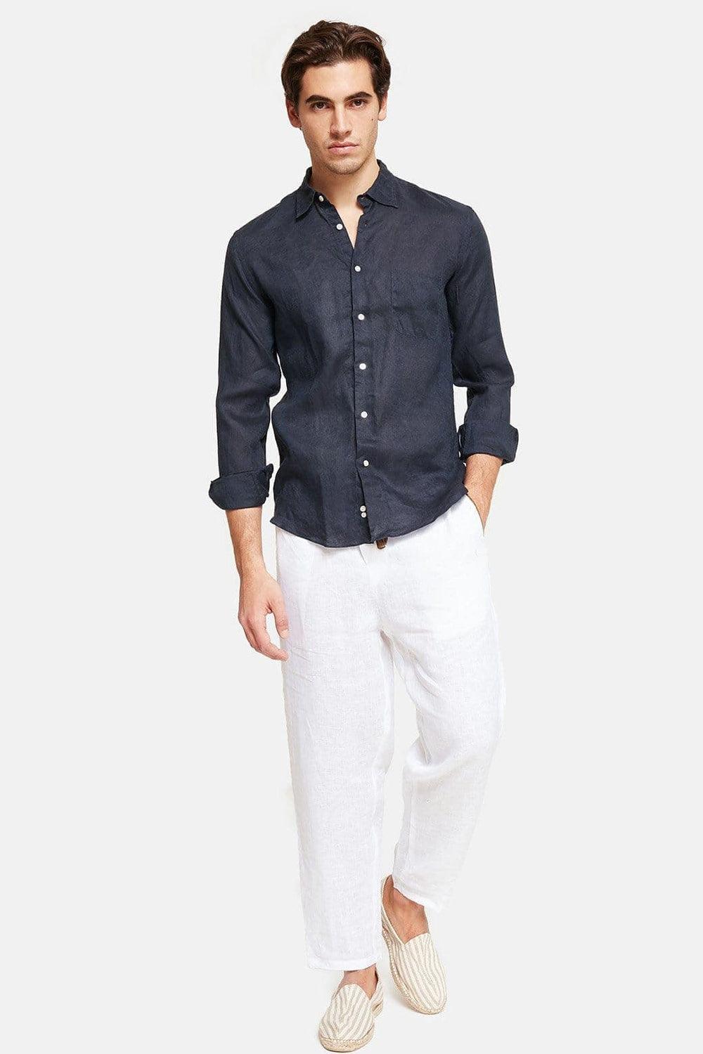 Peninsula-Art Linen Shirt Italian Collar Stromboli-Gömlek-1-fleurdirect.live