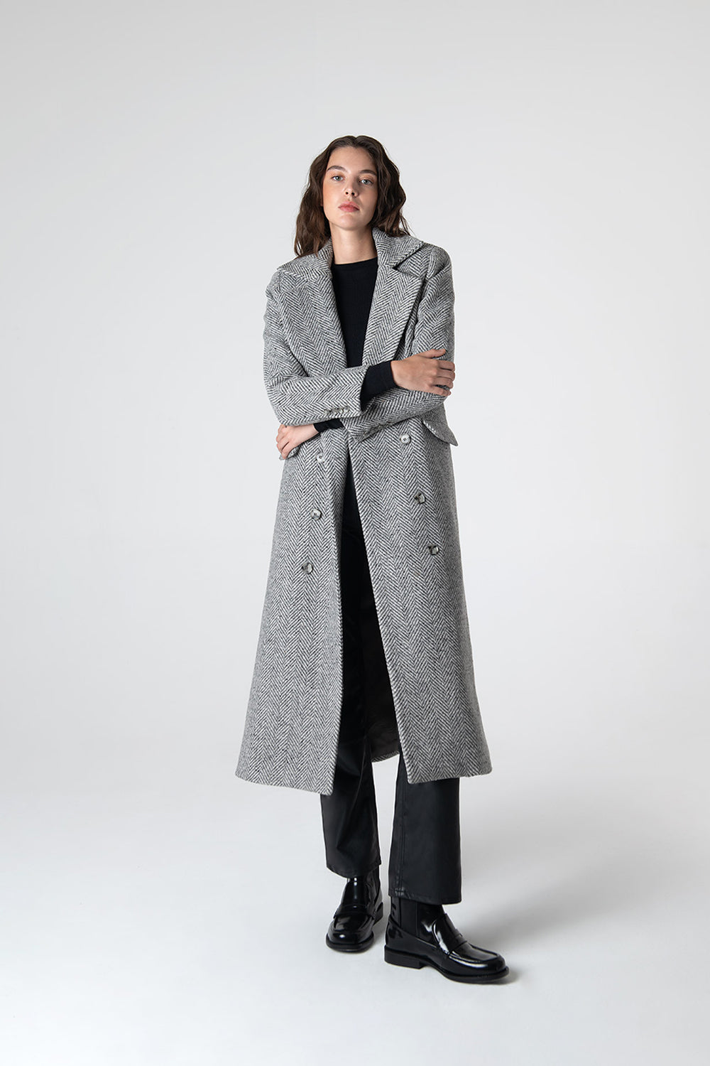 Peploum-Adele Herringbone Coat-Kaban-1-fleurdirect.live