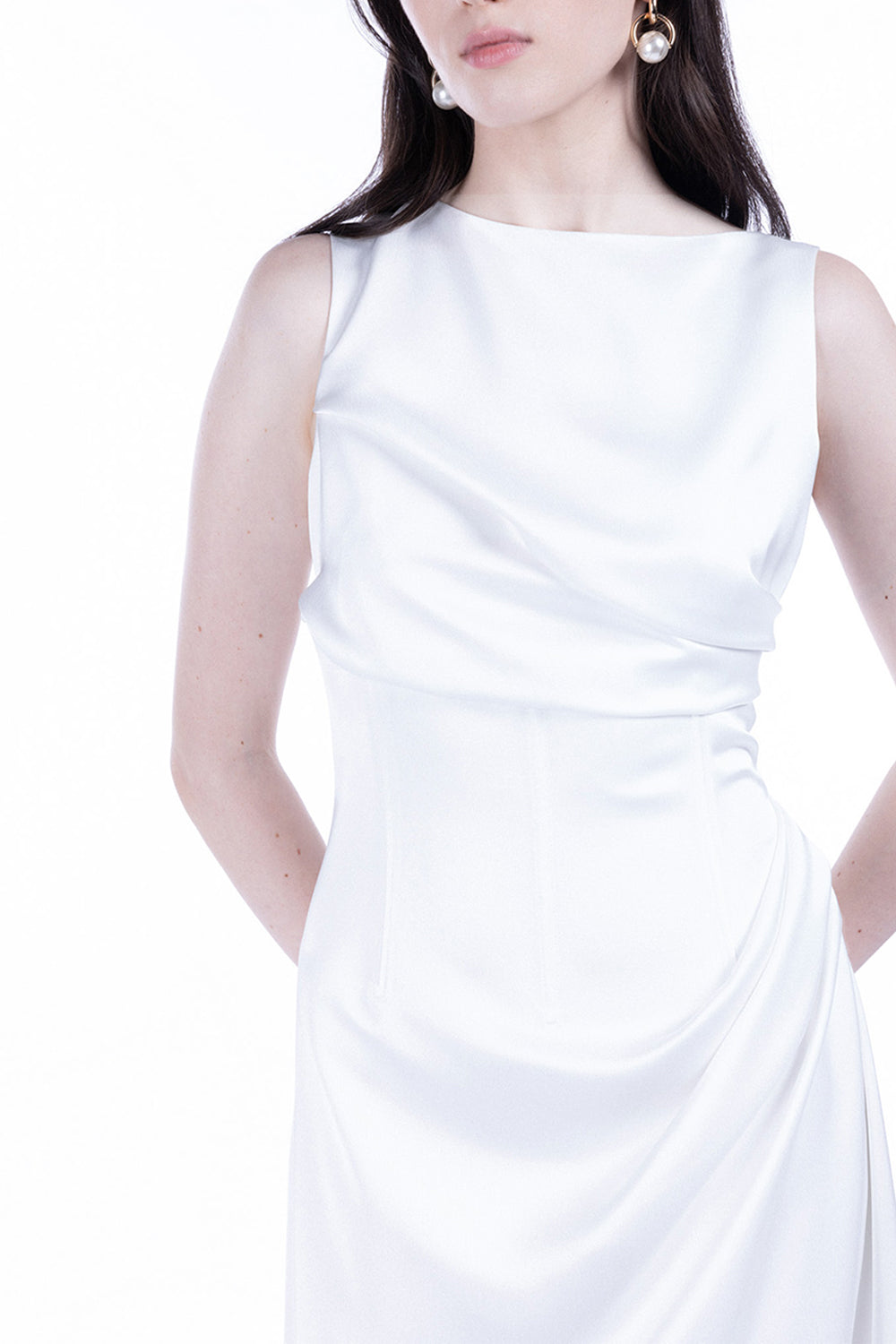 Peploum-Amor Draped Sateen Dress-Elbise-2-fleurdirect.live