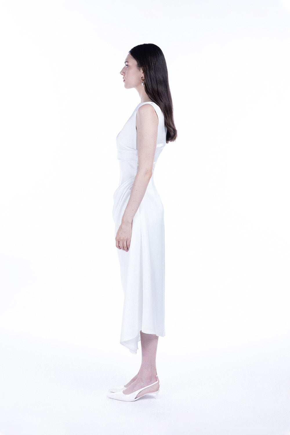 Peploum-Amor Draped Sateen Dress-Elbise-4-fleurdirect.live