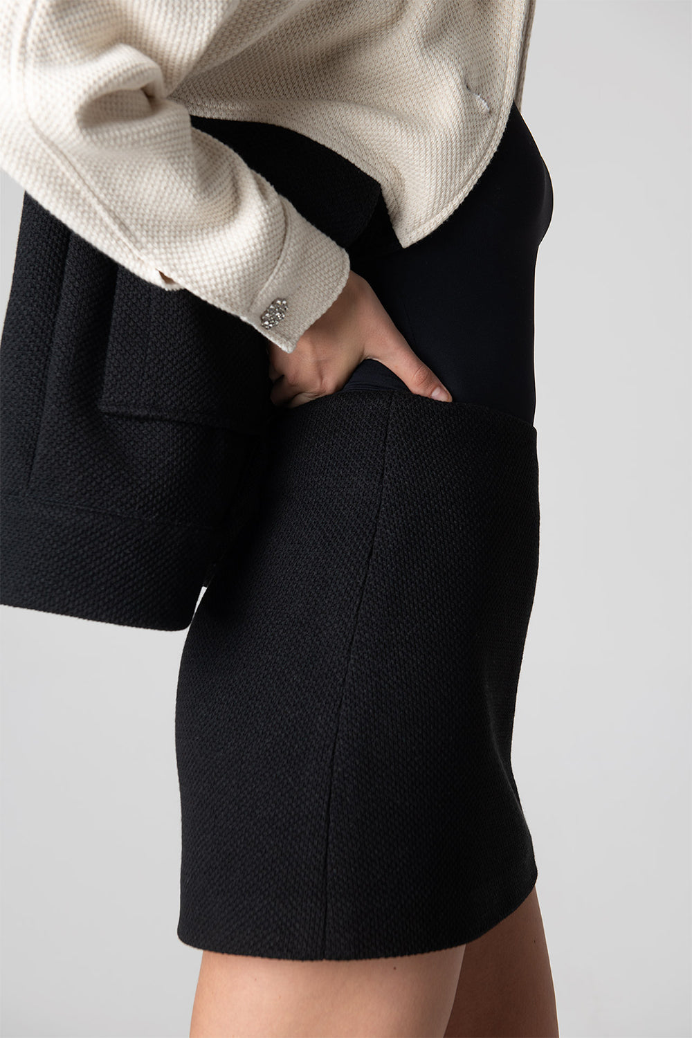 Peploum-Anne Bouny Contrast Weaving Skirt-Etek-2-fleurdirect.live