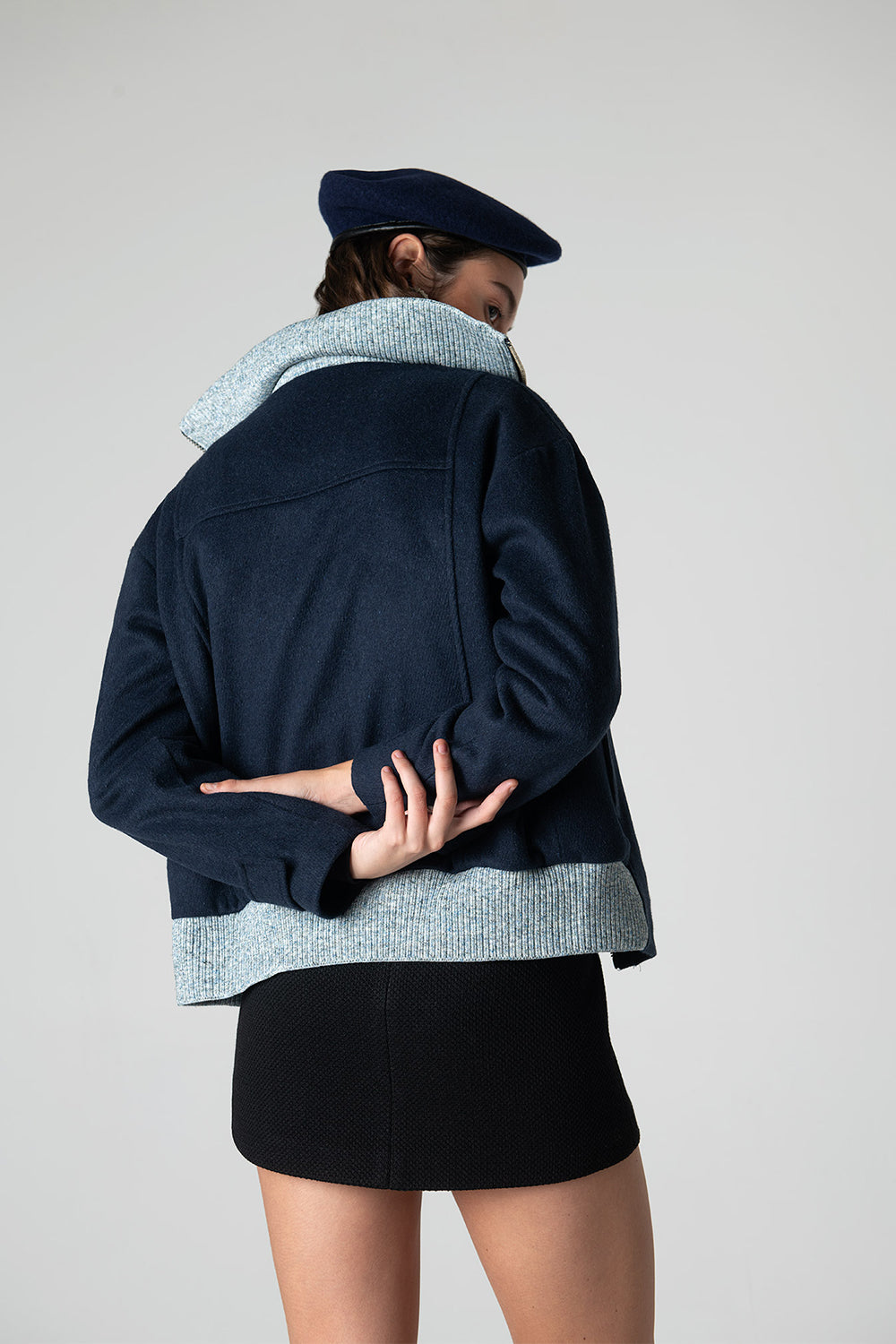 Peploum-Grace Knit Collar Short Coat-Kaban-4-fleurdirect.live