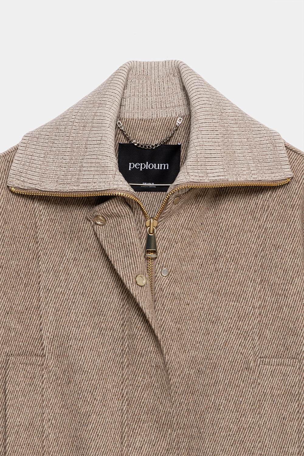 Peploum-Grace Knit Collar Short Coat-Kaban-5-fleurdirect.live