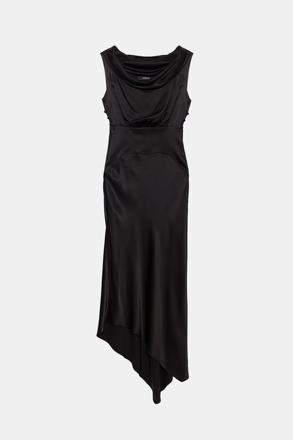 Peploum-Lea Folded Neckline Sateen Dress-Elbise-5-fleurdirect.live