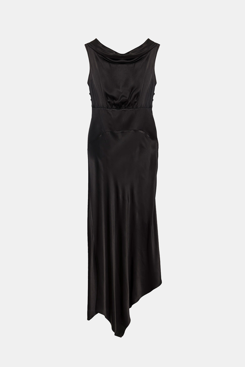 Peploum-Lea Folded Neckline Sateen Dress-Elbise-6-fleurdirect.live
