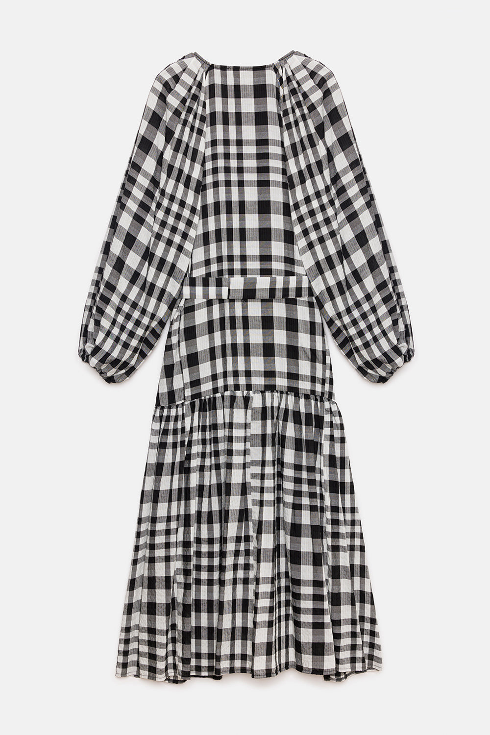 Peploum-Mie Dress In Checkered Pattern-Elbise-2-fleurdirect.live