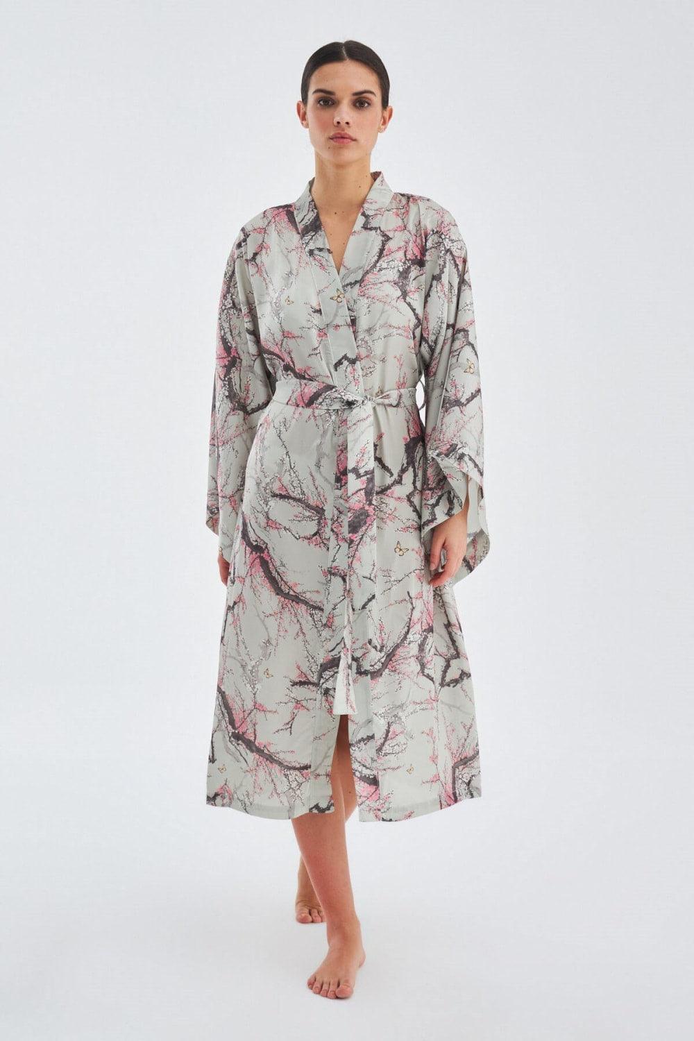 Peraluna-Bolossom Çiçek Desenli 120 Cm Saten Yazlık Kadın Kimono-Kimono-3-fleurdirect.live