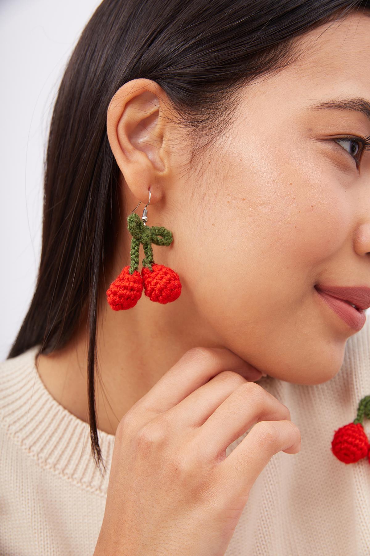 Peraluna-Cherry Earrings El Yapımı Kiraz Küpe Kırmızı-Küpe-5-fleurdirect.live