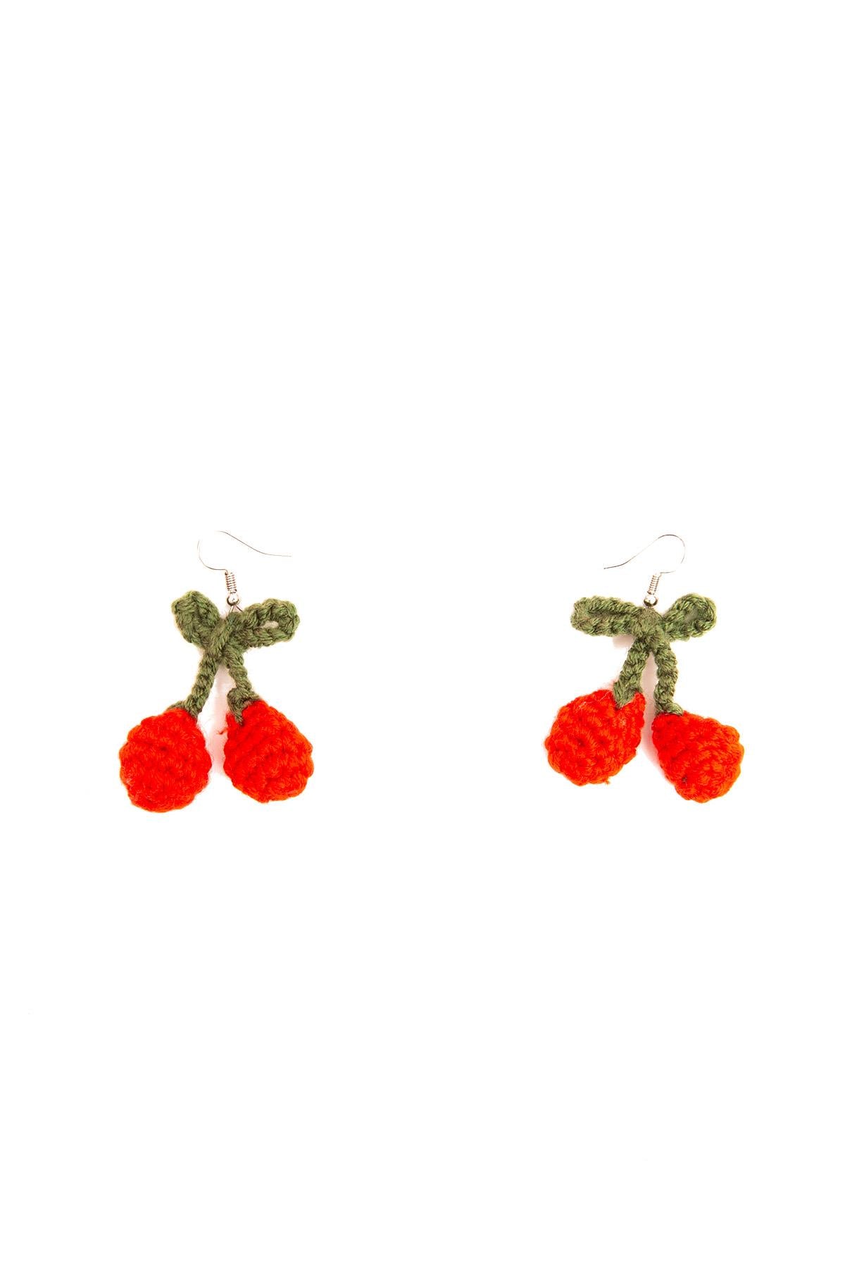 Peraluna-Cherry Earrings El Yapımı Kiraz Küpe Kırmızı-Küpe-6-fleurdirect.live