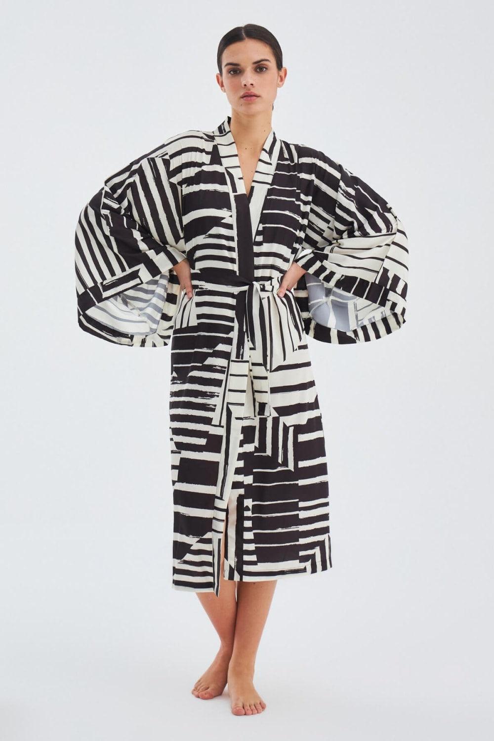Peraluna-Hanita Geometrik Desenli 120 Cm Saten Yazlık Kadın Kimono-Kimono-6-fleurdirect.live