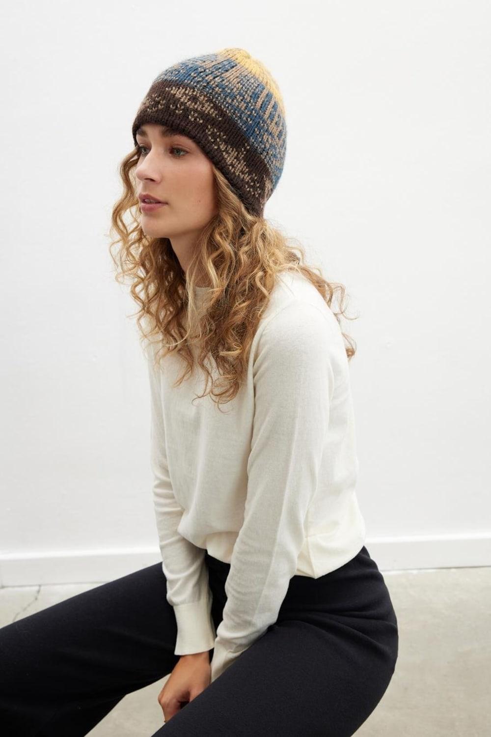 Peraluna-Harmony Beanie Etnik Desen Kadın Triko Bere-Bere-2-fleurdirect.live