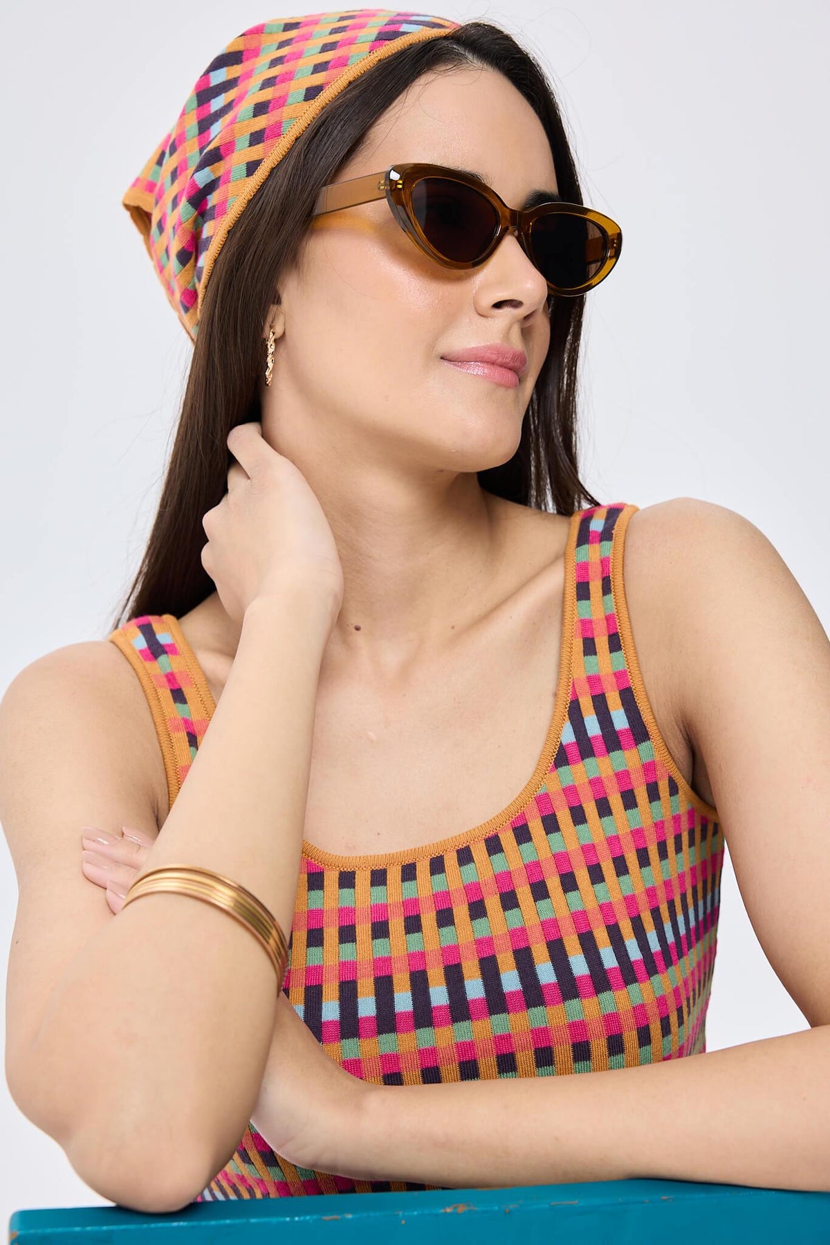 Peraluna-Isla, Jakarlı Organik Pamuk Triko Bandana Multi̇ Hardal-Eşarp-3-fleurdirect.live