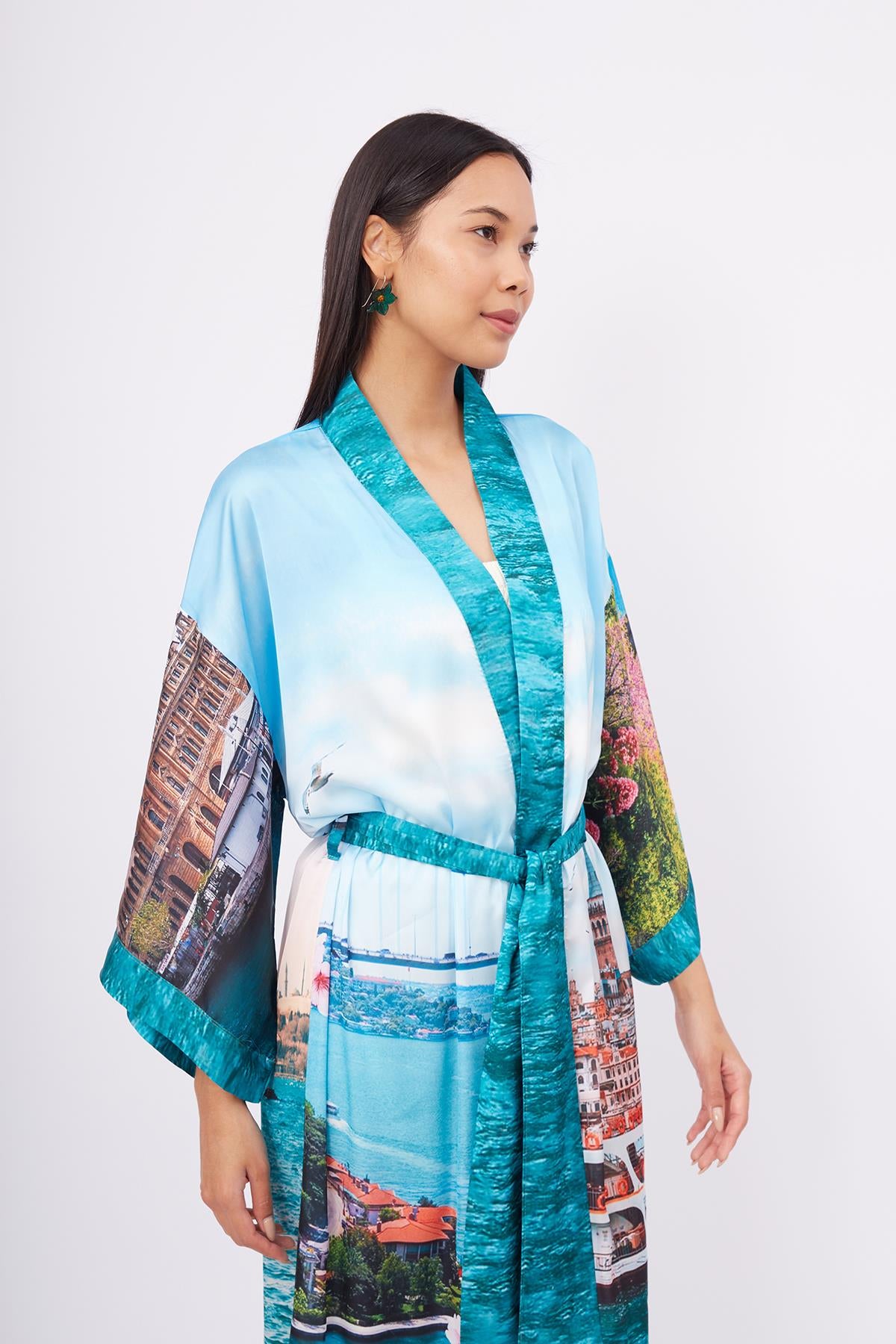 Peraluna-Istanbul Kimono İstanbul Manzara Baskılı 125 Cm Uzun Saten Kadın Kimono-Kimono-6-fleurdirect.live