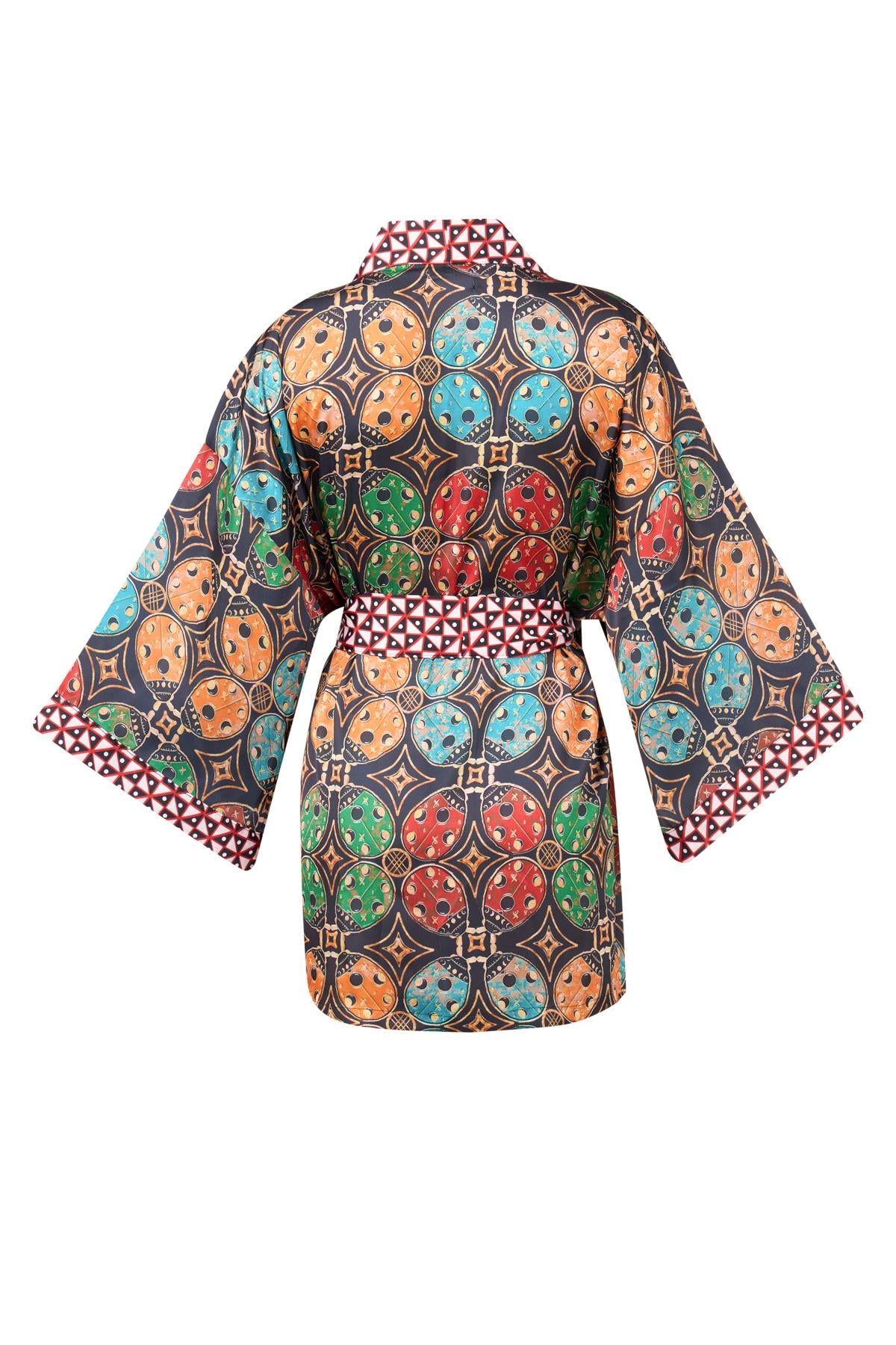 Peraluna-Ladybug Short Kimono Uğur Böceği Baskılı Kısa Saten Kadın Kimono çok Renkli-Kimono-10-fleurdirect.live