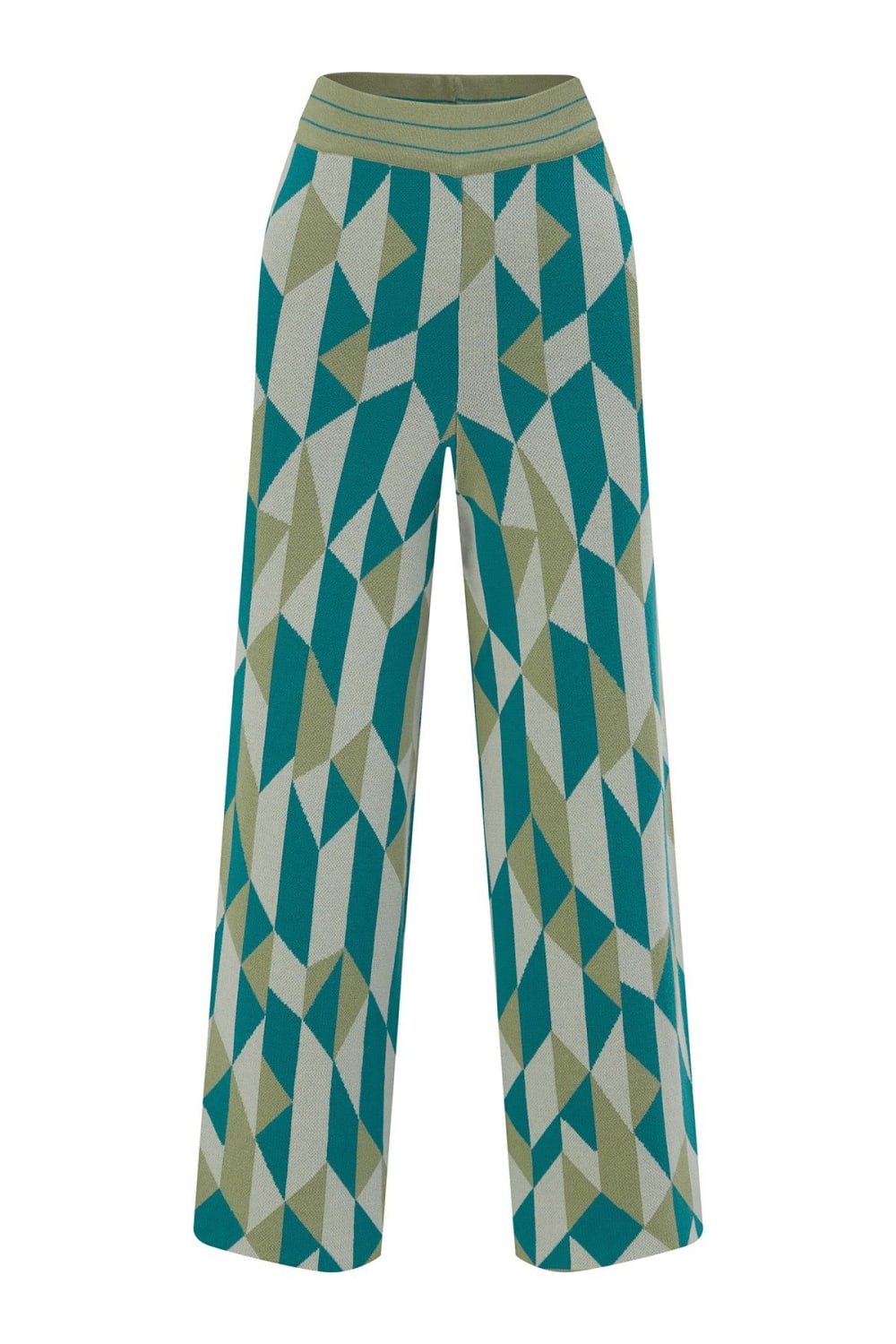 Peraluna-Lena Trouser %100 Pamuk Geometrik Retro Desenli Kadın Triko Pantolon -Pantolon-9-fleurdirect.live