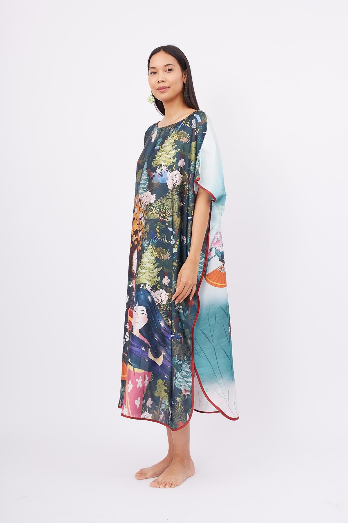Peraluna-Magic Moments Long Dress Anne Kız Baskılı 130 Cm Uzun Saten Kolsuz Elbise-Elbise-5-fleurdirect.live