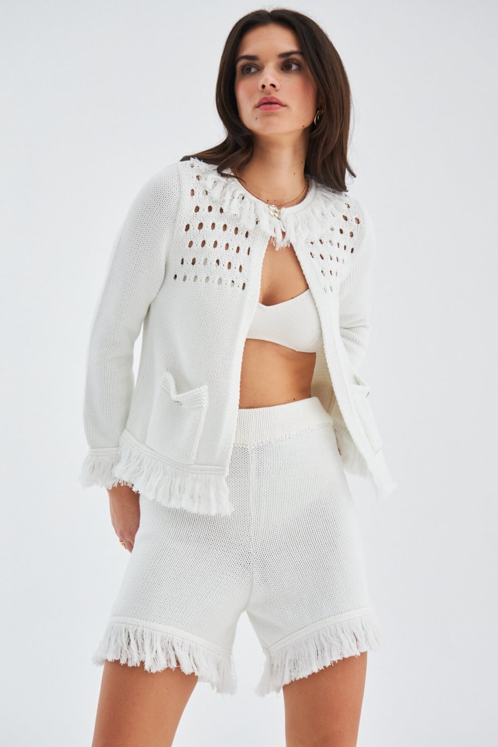 Peraluna-Miyoki̇ Cardigan & Shorts Mevsimlik Pamuklu Kadın Triko Takım Şort-Şort-19-fleurdirect.live