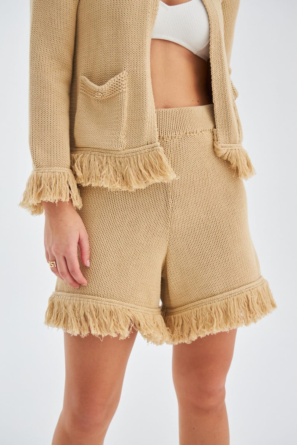 Peraluna-Miyoki̇ Cardigan & Shorts Mevsimlik Pamuklu Kadın Triko Takım Şort-Şort-7-fleurdirect.live