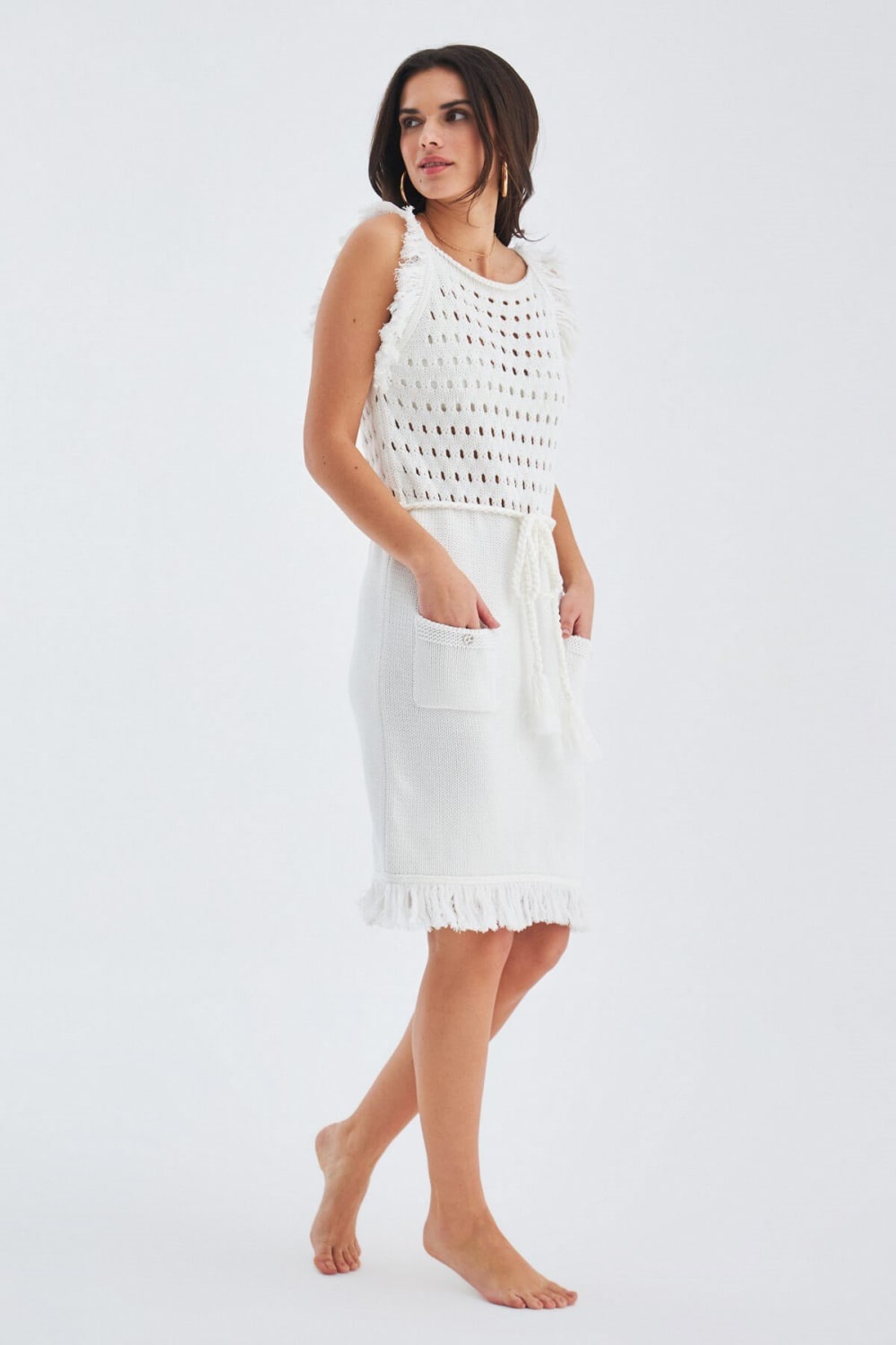 Peraluna-Miyoki Dress %100 Pamuk Diz Hizası Yazlık Kadın Triko Elbise-Elbise-15-fleurdirect.live