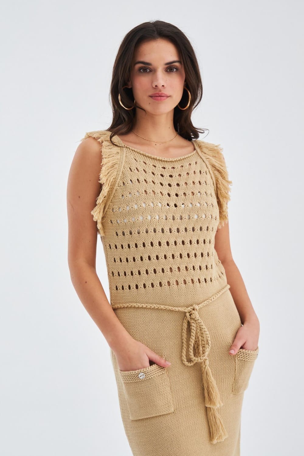 Peraluna-Miyoki Dress %100 Pamuk Diz Hizası Yazlık Kadın Triko Elbise-Elbise-23-fleurdirect.live