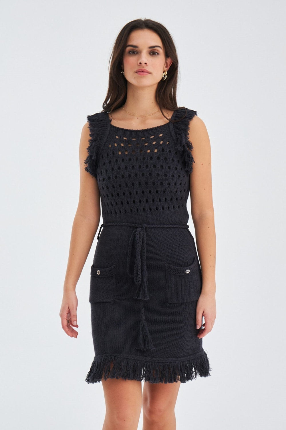 Peraluna-Miyoki Dress %100 Pamuk Diz Hizası Yazlık Kadın Triko Elbise-Elbise-7-fleurdirect.live