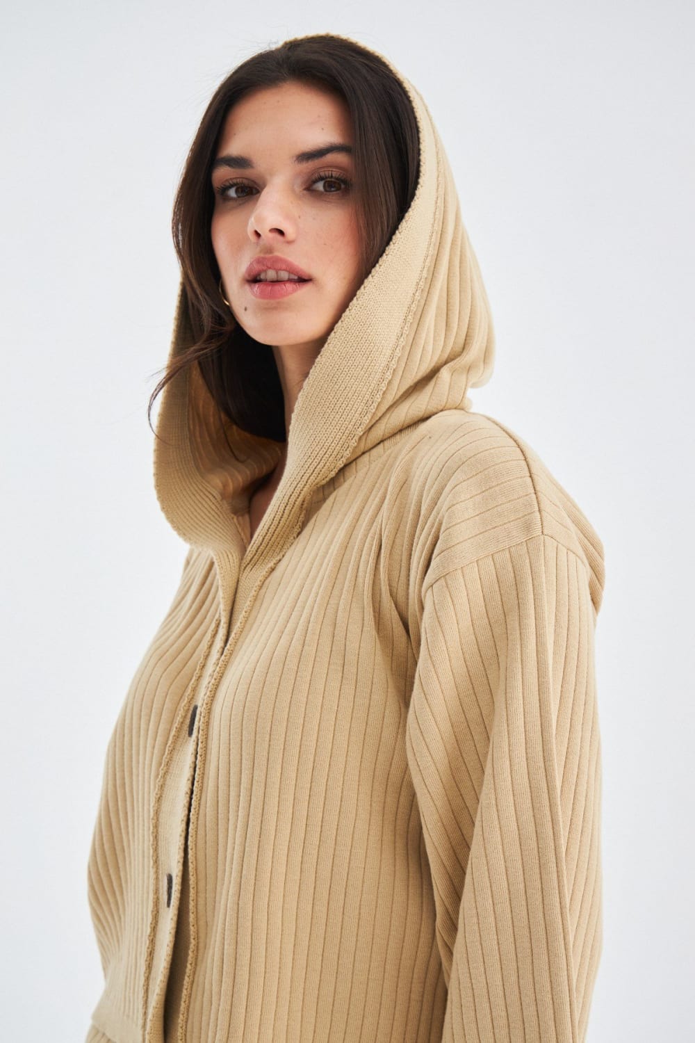 Peraluna-Mujo Cardigan & Shorts %100 Pamuk Kadın Triko Şort Takım-Şort-13-fleurdirect.live