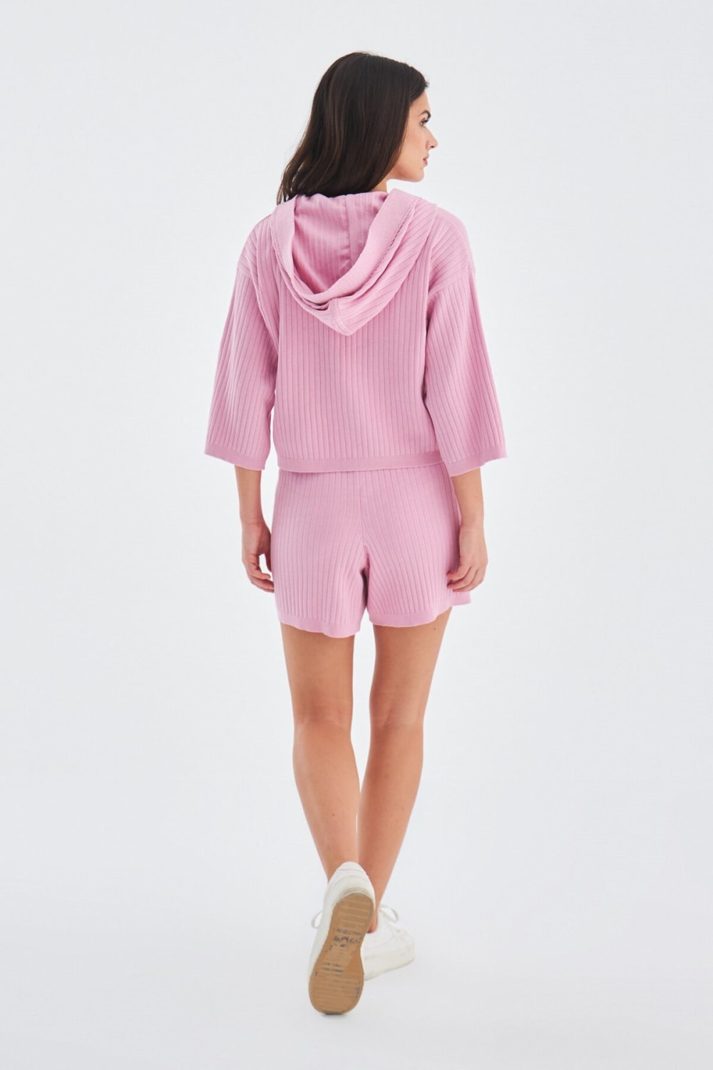 Peraluna-Mujo Cardigan & Shorts %100 Pamuk Kadın Triko Şort Takım-Şort-8-fleurdirect.live