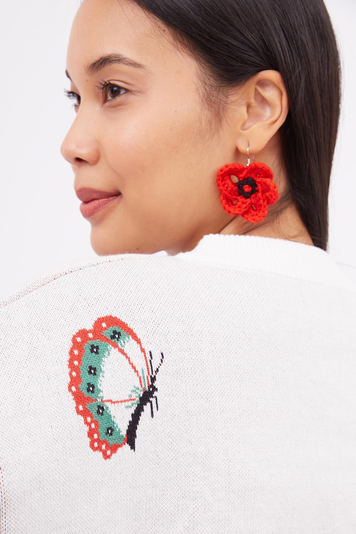 Peraluna-Poppy Earrings El Yapımı Gelincik Küpe Ekru-Küpe-4-fleurdirect.live