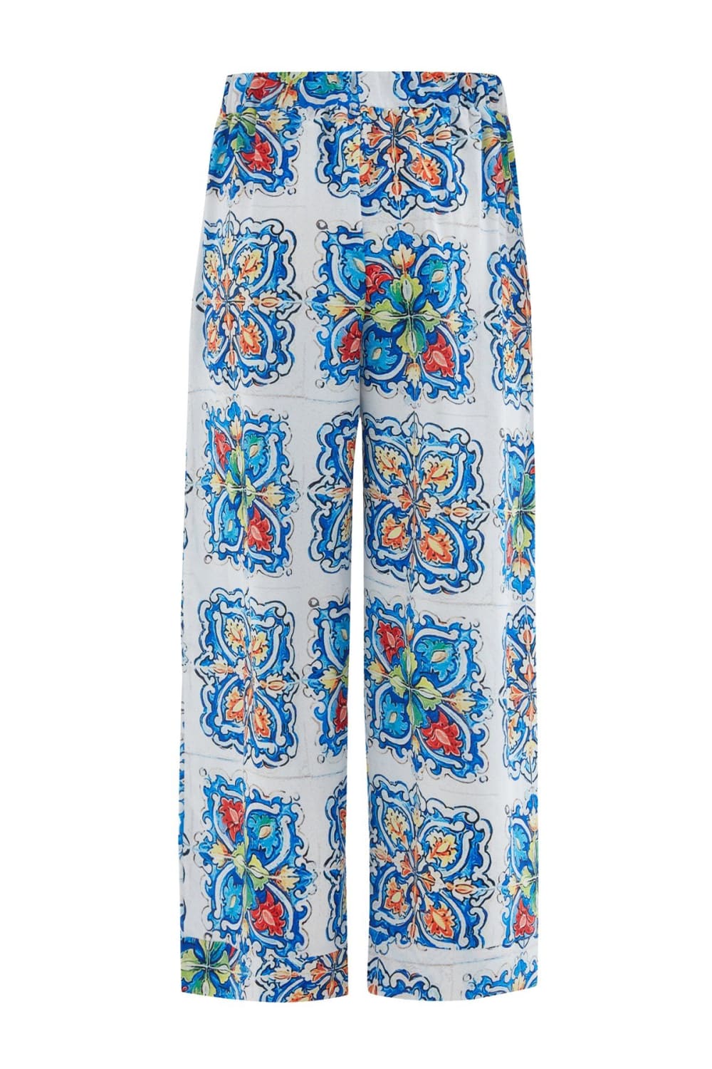Peraluna-Ri̇a Trouser Çini Desenli Bol Kesim Yazlık Saten Kadın Pantolon-Pantolon-9-fleurdirect.live
