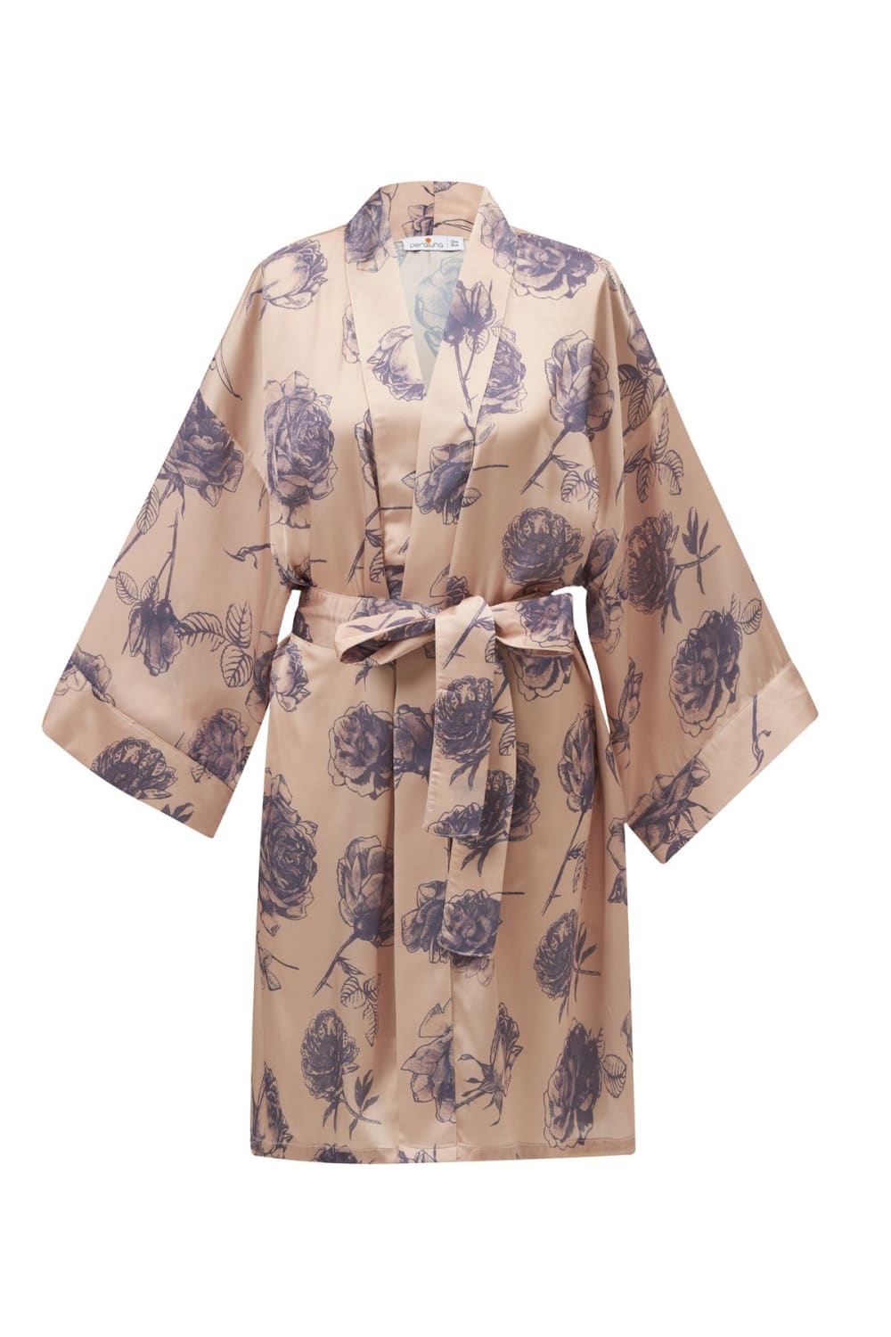 Peraluna-Rosa Gül Desenli Diz Hizası Saten Kadın Kimono-Kimono-7-fleurdirect.live