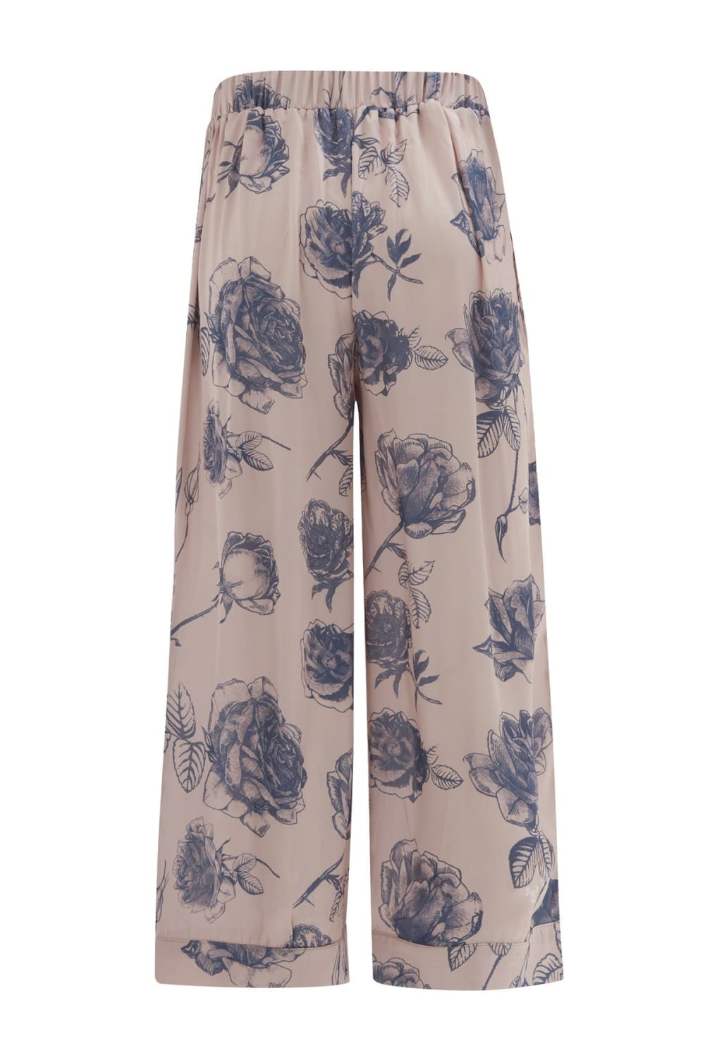 Peraluna-Rosa Trouser Gül Desenli Cepli Saten Kadın Pantolon Koyu-Pantolon-4-fleurdirect.live