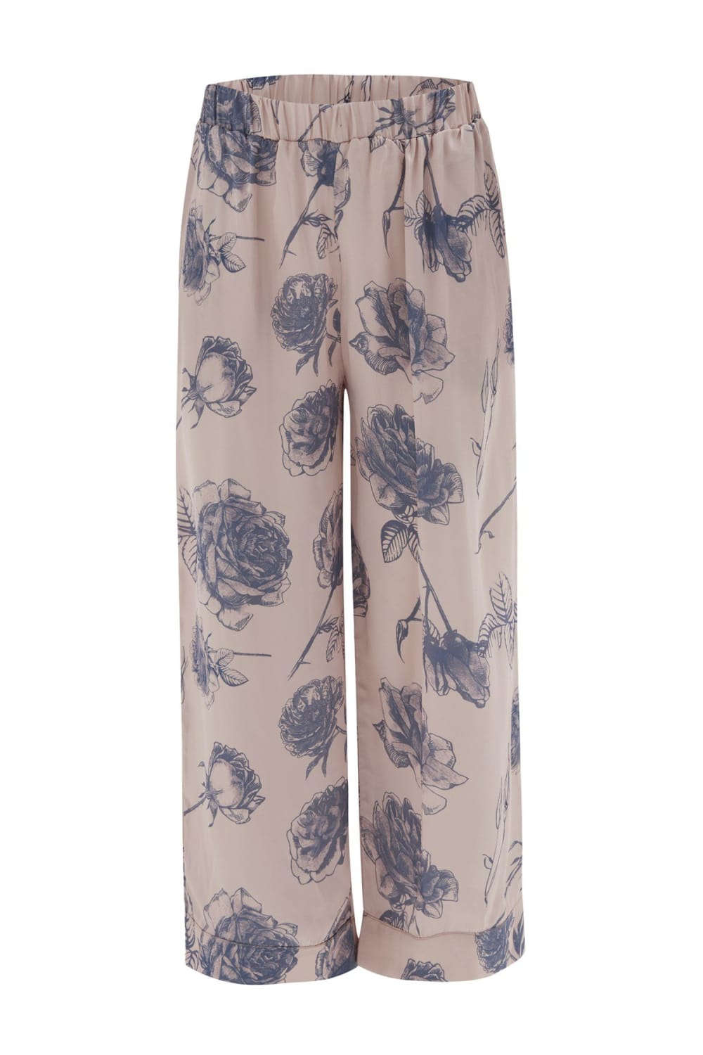 Peraluna-Rosa Trouser Gül Desenli Cepli Saten Kadın Pantolon Koyu-Pantolon-5-fleurdirect.live