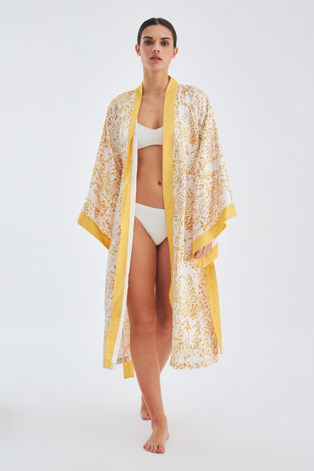 Peraluna-Si̇tara Kimono Desenli 120 Cm Saten Yazlık Kadın Kimono-Kimono-2-fleurdirect.live