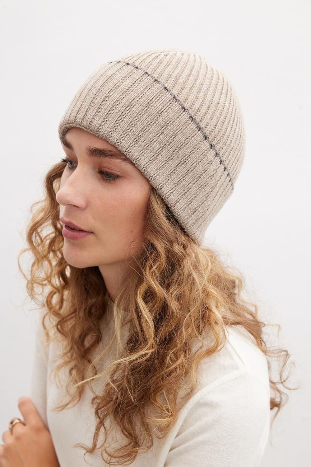 Peraluna-Sorrel Beanie Çizgi Detaylı Ribana Örgü Kadın Triko Bere-Bere-3-fleurdirect.live