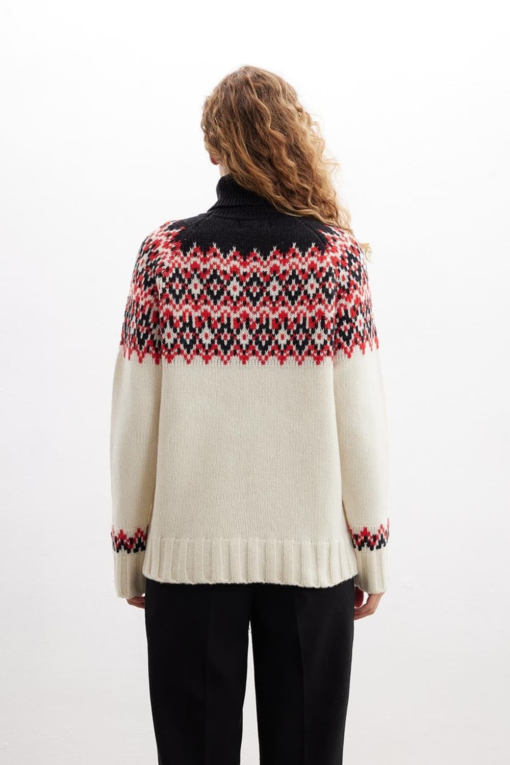 Peraluna-Styleboom X Cotswold Fair Isle Pullover Balıkçı Yaka Baklava Desen Kazak Kadın Triko Kazak-Kazak & Triko-5-fleurdirect.live