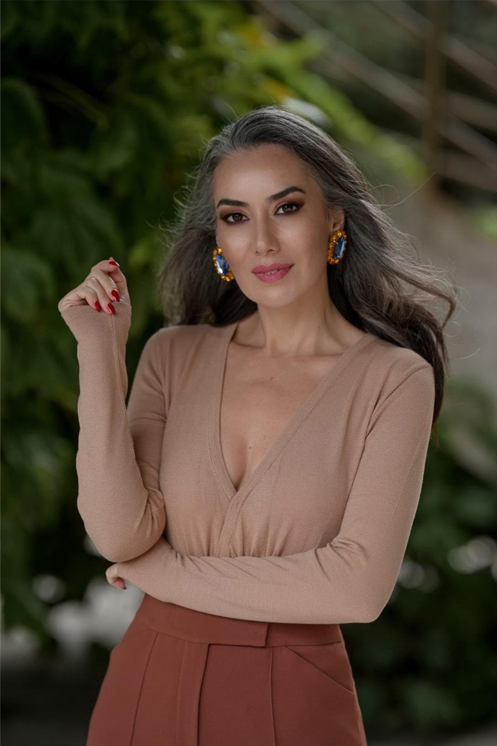 Peraluna-Styleboom X Devon Bodysuit V Yaka Uzun Kol Alttan Çıtçıtlı Kadın Triko Body-Body-13-fleurdirect.live