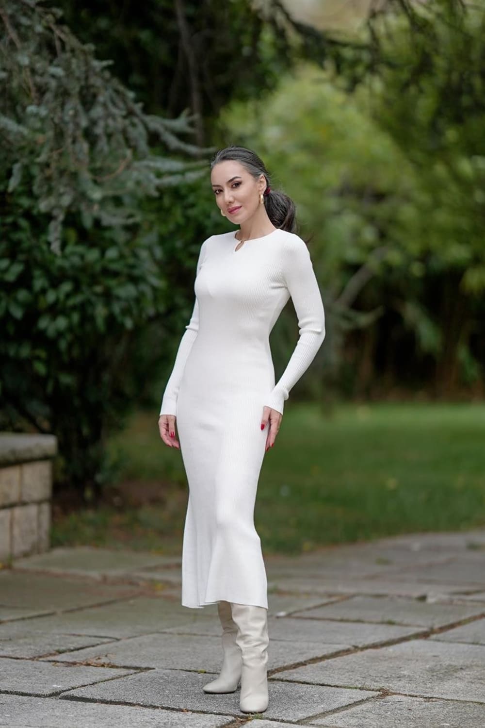 Peraluna-Styleboom X Dorset Dress Toka Detaylı Ribana Örgü Midi Kadın Triko Elbise-Elbise-16-fleurdirect.live
