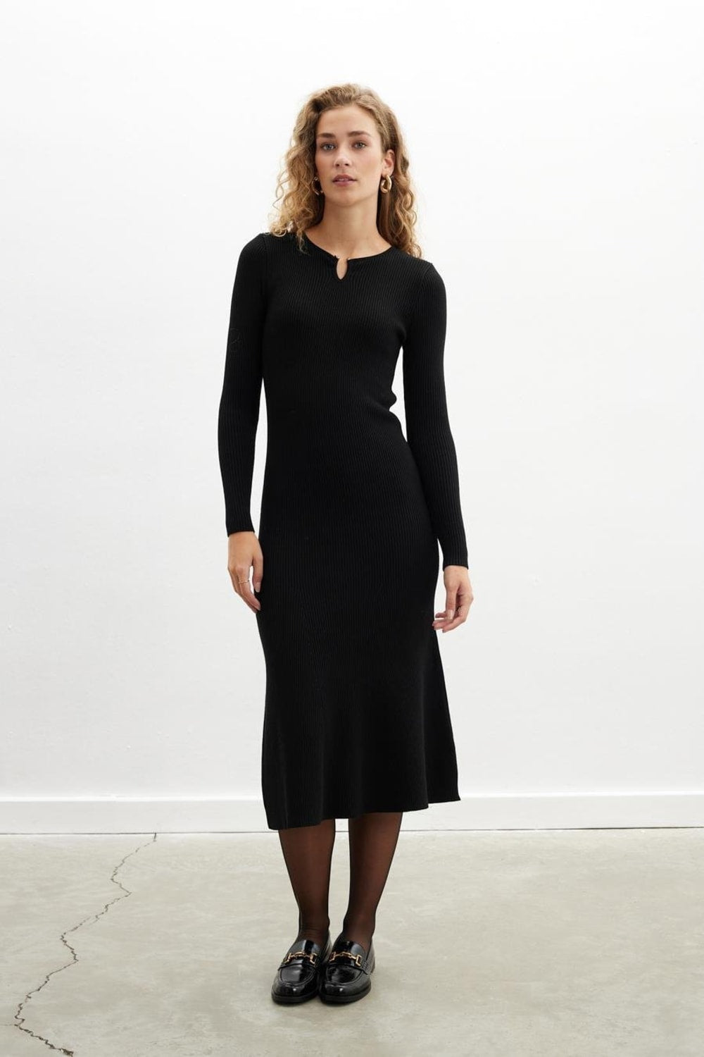 Peraluna-Styleboom X Dorset Dress Toka Detaylı Ribana Örgü Midi Kadın Triko Elbise-Elbise-6-fleurdirect.live