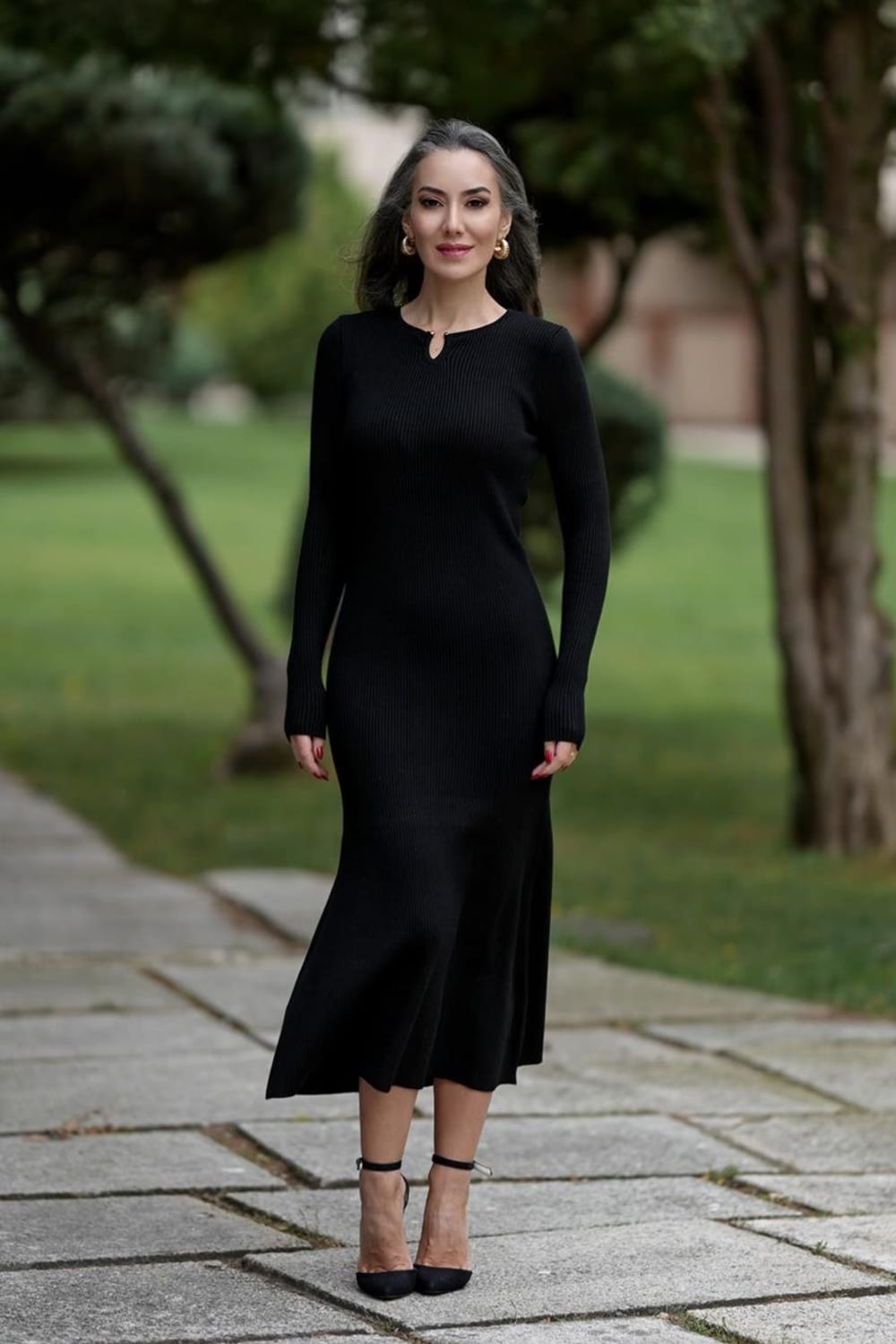 Peraluna-Styleboom X Dorset Dress Toka Detaylı Ribana Örgü Midi Kadın Triko Elbise-Elbise-8-fleurdirect.live